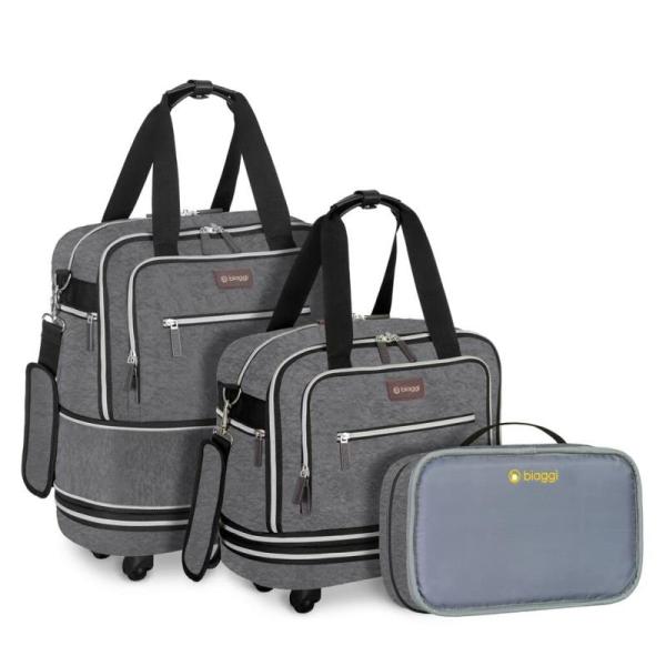 Luggage - Biaggi Zipsak Boost! Foldable Underseat Carry-On, Leather Briefcase Bag for Men
