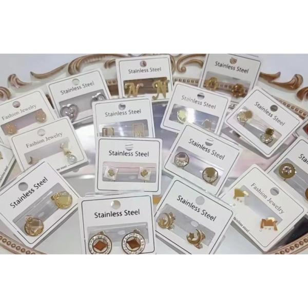 400pairs - Fashion Earrings Stainless Steel Variety Pack
